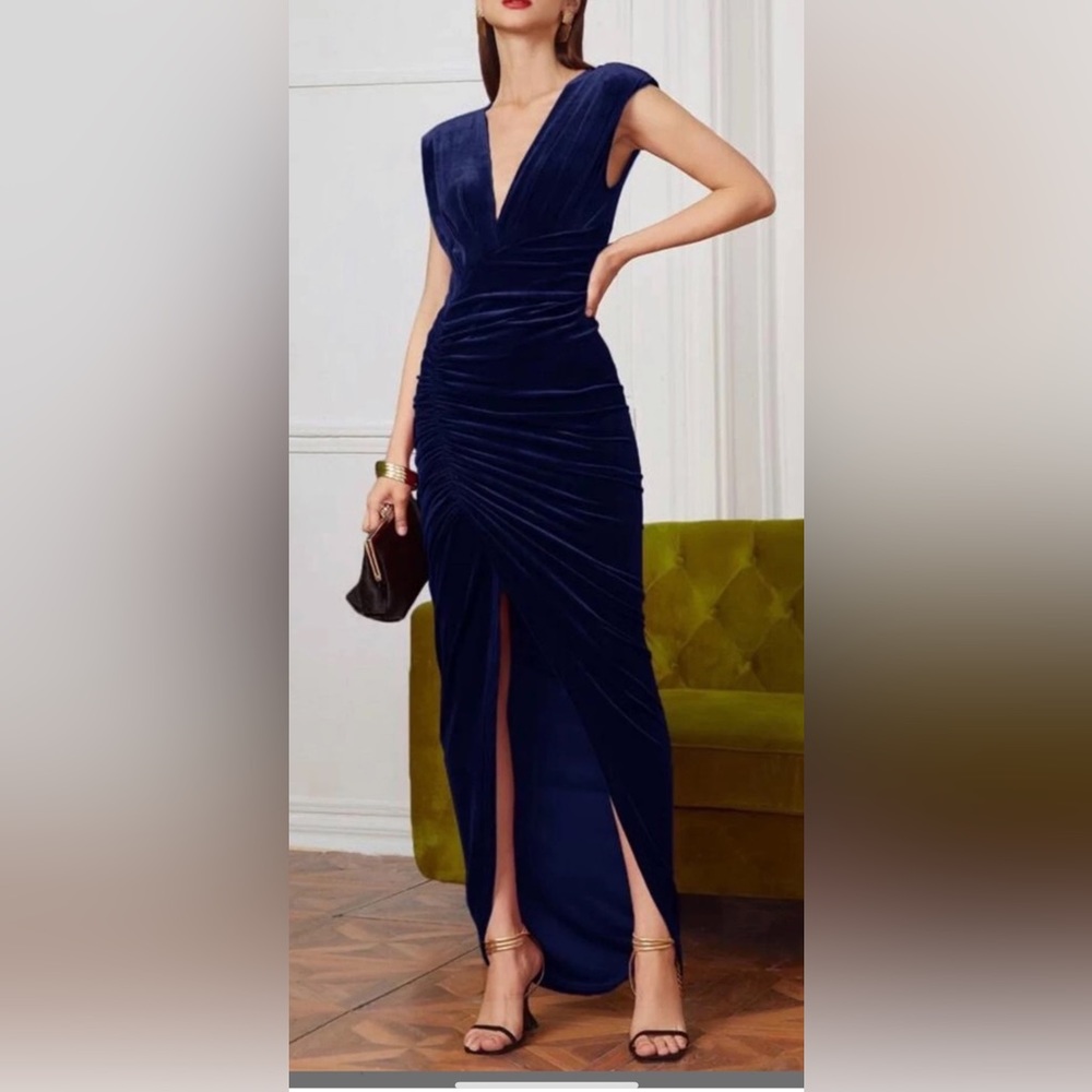 navy velvet dress